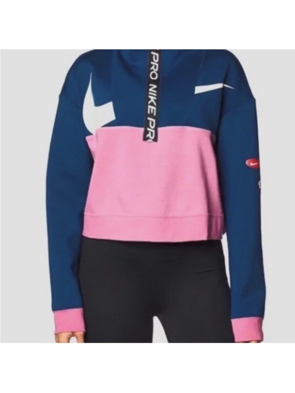 Nike Pro Get Fit Women's Fleece 1/2-zip Jacket In Blue/Pink 1X